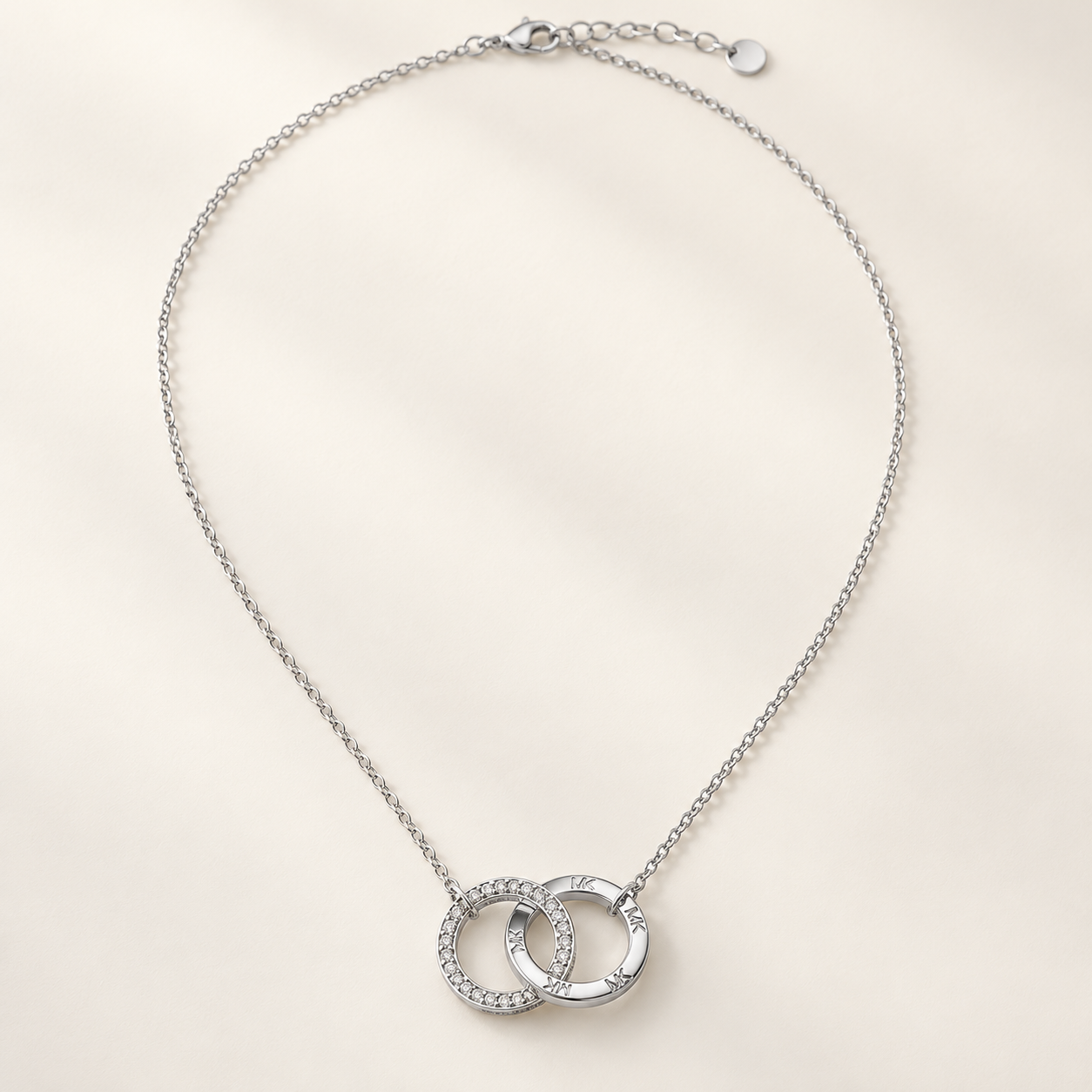 Michael Kors Interlocking Pavé Ring Necklace in Sterling Silver