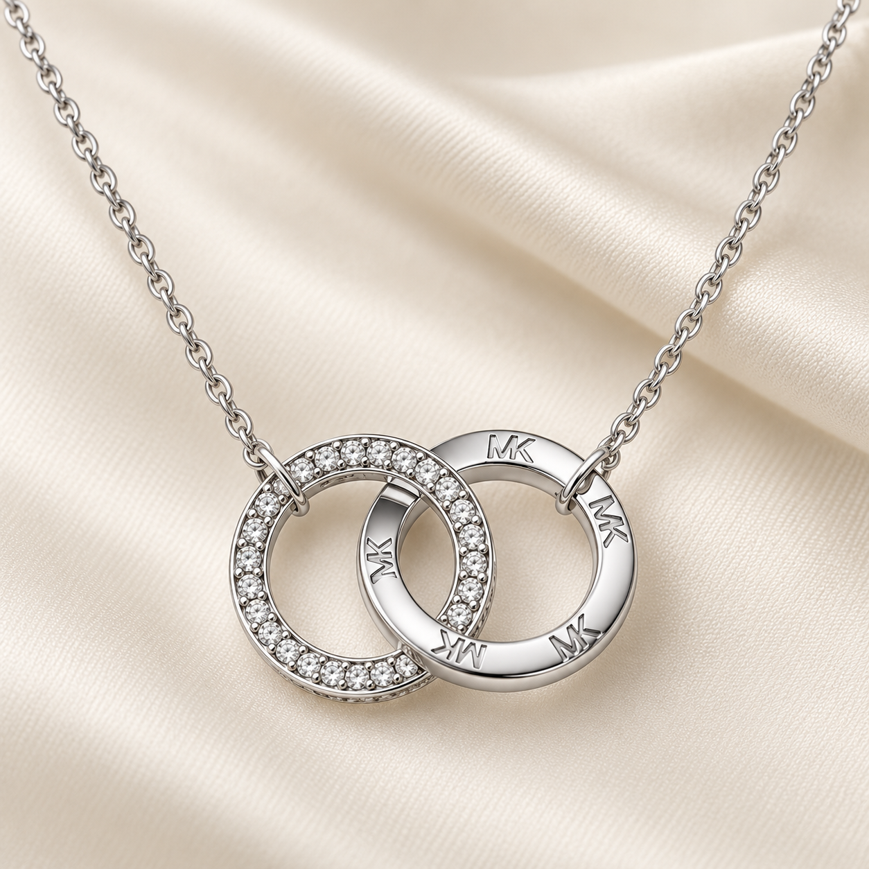Michael Kors Interlocking Pavé Ring Necklace in Sterling Silver - Image 2