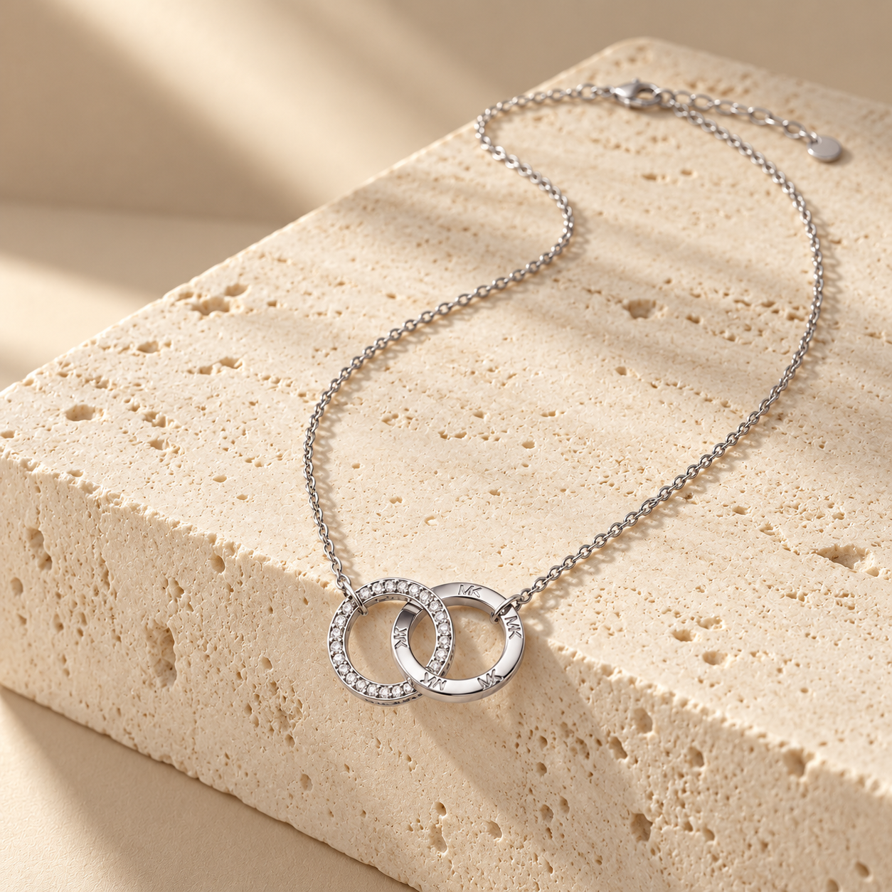 Michael Kors Interlocking Pavé Ring Necklace in Sterling Silver - Image 4
