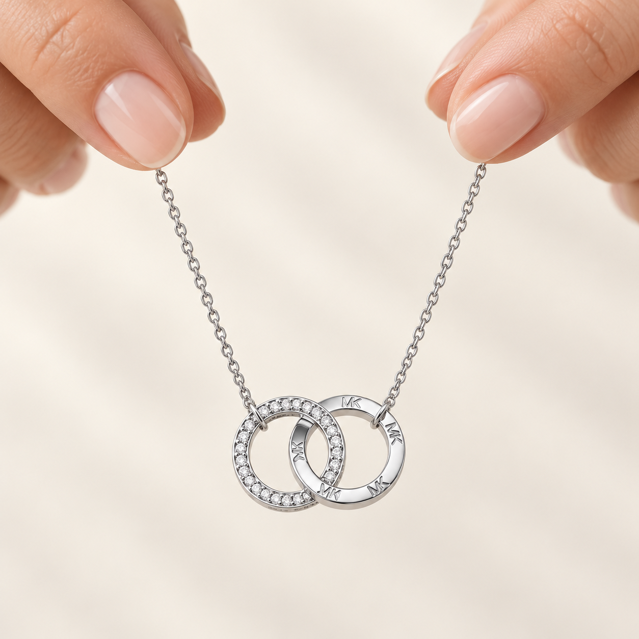 Michael Kors Interlocking Pavé Ring Necklace in Sterling Silver - Image 5