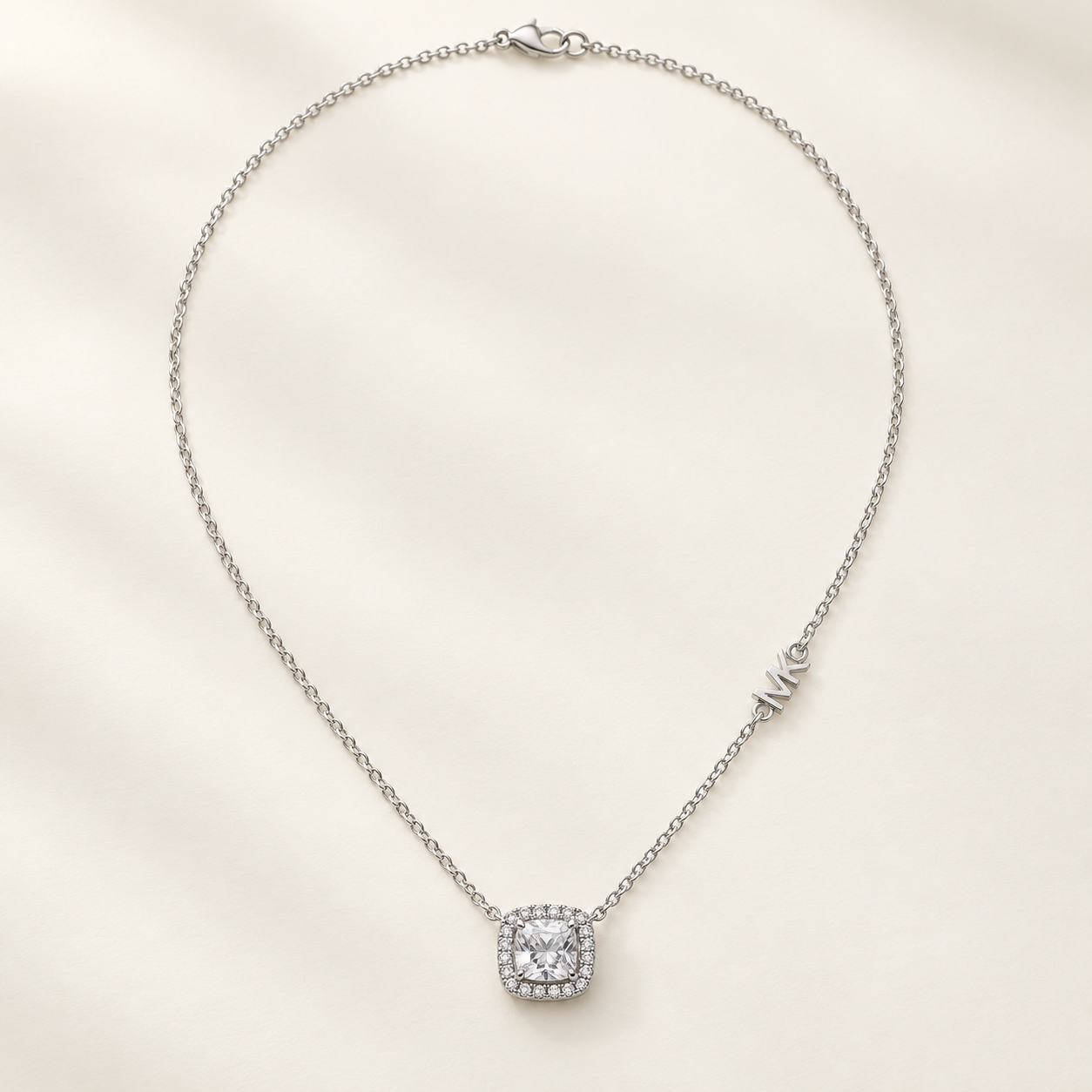 Michael Kors Pavé Halo Pendant Necklace in Sterling Silver