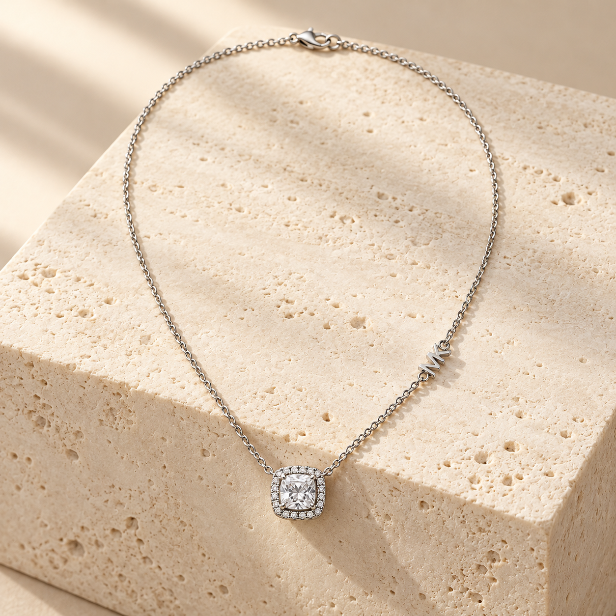 Michael Kors Pavé Halo Pendant Necklace in Sterling Silver - Image 4